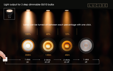 Lucide Spot LED - Ø 5 x 5,3 cm - GU10 - 5W - 3 StepDim - 2700K à 2200K - noir