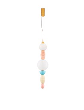 Nova Luce Obrie - lampe suspendue - Ø 20 x 215 cm - 23W LED inclus - laiton doré, orange, bleu et violet