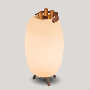 New Garden Apolo - porte-bouteilles lumineux avec haut-parleur et télécommande - Ø 40 x 70 cm - IP44 - blanc