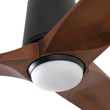 Faro Heywood Tub L - ventilateur de plafond avec lumière - Ø 132 - noir mat et noyer