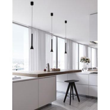 Nova Luce Navan - lampe suspendue - Ø 6 x 150 cm - 6W LED inclus - noir mat