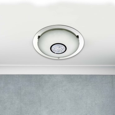 Searchlight Bathroom - plafonnier de salle de bains - Ø 42 x 9 cm - 18W LED inclus - IP44 - chrome