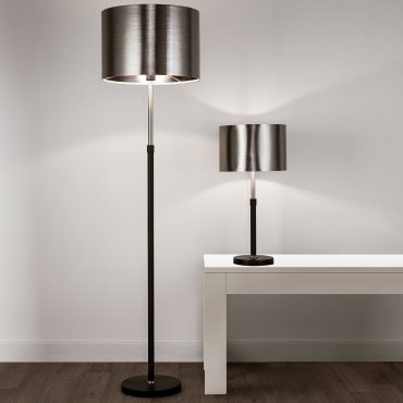Searchlight Floor - lampadaire - Ø 40 x 115 cm - chrome noir brossé