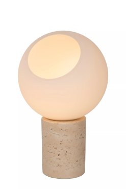 Lucide Davin - lampe à poser - Ø 15 x 25,6 cm - opale et taupe