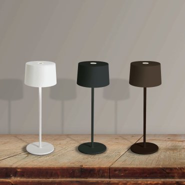 ONE Light Portable Trendy Light - lampe de table d'extérieur - rechargeable via câble USB - Ø 11 x 35 cm - 3,3W dimmable LED inclus - IP65 - blanc