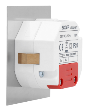 Skoff Tango LED - applique encastrée - 73 x 73 mm, s'insère dans un boîtier d'encastrement de 60 mm - gris - 230V - 3000K