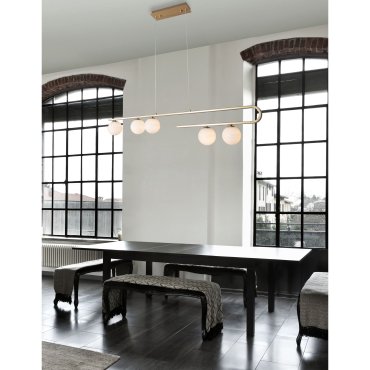 Nova Luce Cantona - lampe suspendue - 113 x 10 x 180 cm - laiton doré et blanc