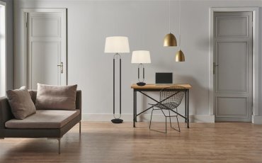 Searchlight Jazz - lampe à poser - Ø 37 x 62 cm - noir mat, blanc et argent satiné