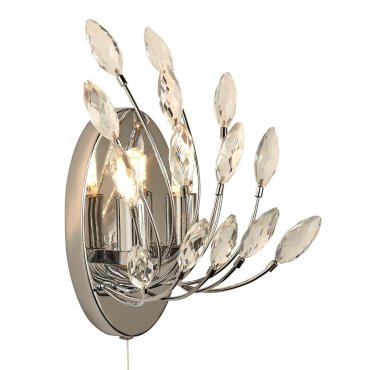 Searchlight Peacock - applique murale avec interrupteur à tirette - 14 x 24 cm - chrome