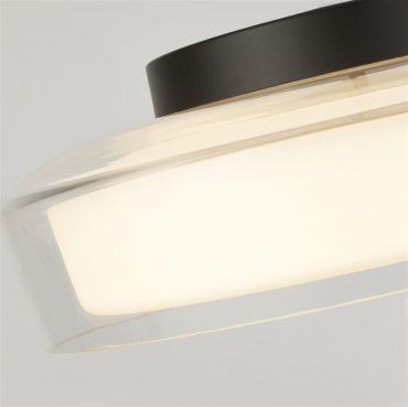 Searchlight Puck - plafonnier - Ø 30 x 10 cm - 14W LED dimmable inclus - IP44 - noir et transparent