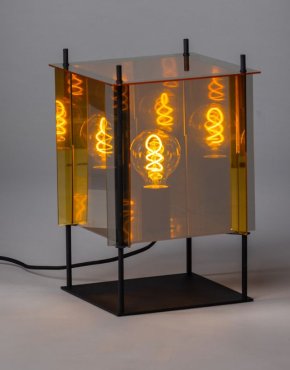 ETH Cube - lampe de table - 25 x 25 x 38 - noir, or et argent