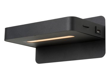 Lucide Atkin - lampe de chevet avec port USB - 25 x 14 x 11,5 cm - 5W LED inclus - noir