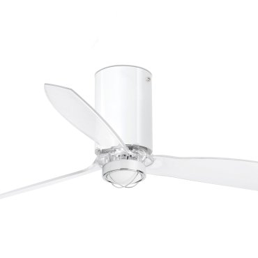 Faro Mini Tube - ventilateur de plafond avec lumière et télécommande - Ø 128 cm - 17W LED inclus - blanc et transparent