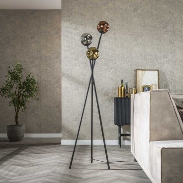 Vico Molecule Mix Glass - lampadaire - Ø 45 x 169 cm - noir