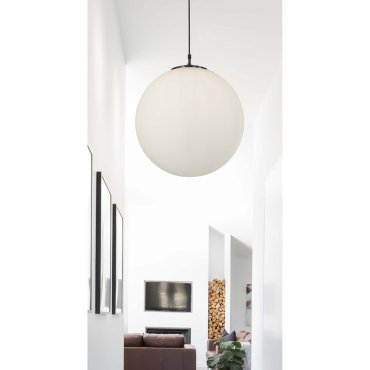 Searchlight Atom - lampe suspendue - Ø 40 x 120 cm - opale mat et noir mat