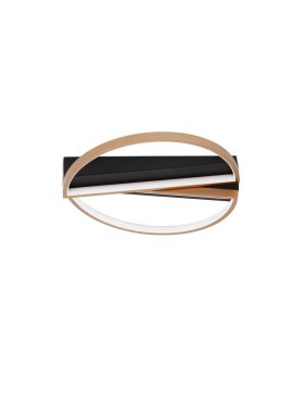 Nova Luce Elize - plafonnier - 43,2 x 43,6 x 8 cm - 28W LED dimmable inclus - noir et or