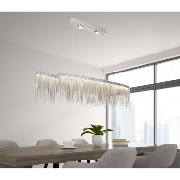Searchlight Memphis - lampe suspendue - 114 x 14 x 138 cm - 35W + 2 x 4W LED inclus - argent satiné