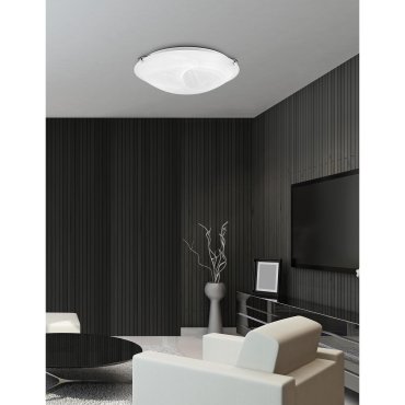 Nova Luce Giorno - plafonnier - Ø 40 x 9,5 cm - albâtre et chrome