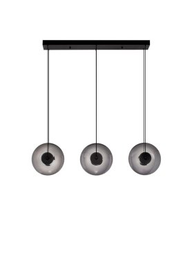 Nova Luce Ballet - lampe suspendue - 85 x 169 x 26 cm - 24W dimmable LED inclus - noir sablé et gris fumé