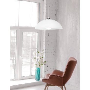 Nova Luce Prego - lampe suspendue - Ø 40 x 100 cm - blanc et chrome
