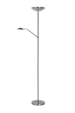 Lucide Zenith - lampadaire avec liseuse - Ø 25,4 x 180 cm - 20W + 4W LED inclus - chrome mat