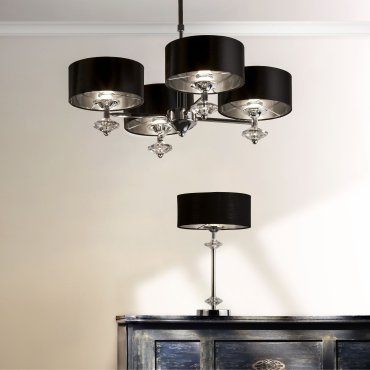 Searchlight New Orleans - lampe à poser - Ø 28 x 46 cm - noir et chrome
