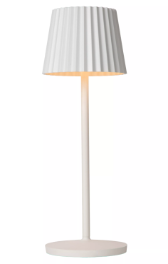Lucide Justine - lampe de table d'extérieur sans fil avec station de charge - Ø 13,5 x 38 cm - 2W LED dimmable inclus - IP54 - blanc