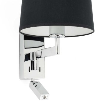 Faro Artis - applique murale avec interrupteur - 21,5 x 19 x 16 cm - 1W LED inclus - noir et chrome