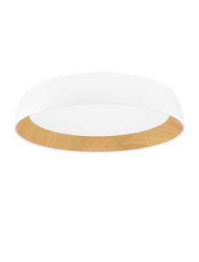 Nova Luce Sigi - plafonnier - Ø 60 x 12 cm - 50W dimmable LED inclus - blanc sablé et bois