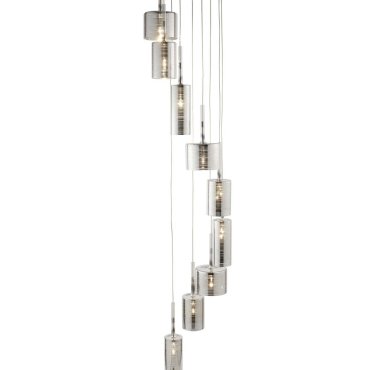 Searchlight Linen - lampe suspendue - Ø 40 x 185 cm - 9 x 7W halogène inclus - chrome