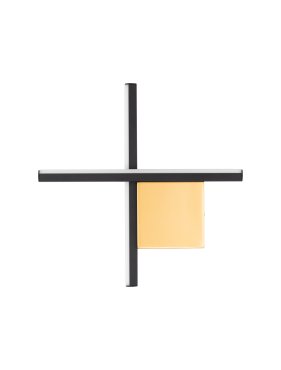 Nova Luce Cross - applique murale - 30 x 30 x 4 cm - 10W LED inclus - or brossé et noir sablé