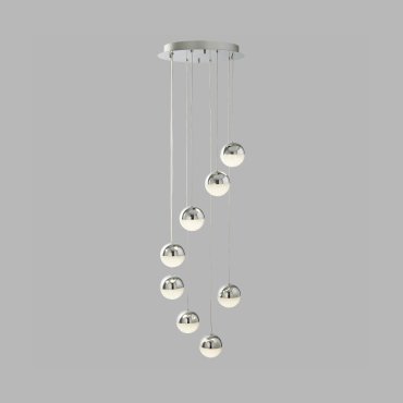 Searchlight Marbles - lampe suspendue - Ø 35 x 155 cm - 8 x 5W LED dimmable inclus - chrome