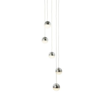 Searchlight Marbles - lampe suspendue - Ø 30 x 150 cm - 5 x 5W LED dimmable inclus - chrome