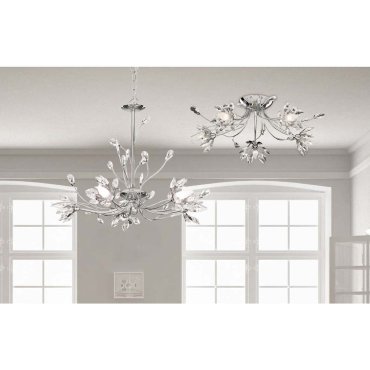 Searchlight Hibiscus - lampe suspendue - Ø 52 x 95 cm - chrome