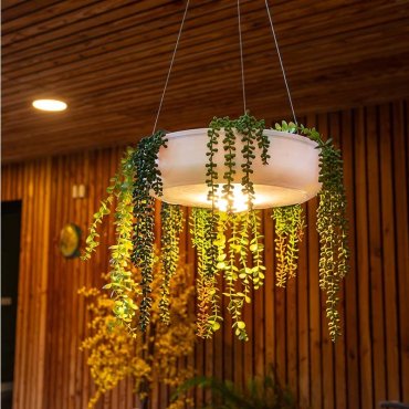 New Garden Elba 39 - lampe suspendue rechargeable avec télécommande - Ø 39 x 10 cm - LED dimmable inclus - IP54 - blanc