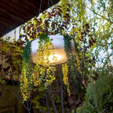 New Garden Elba 59 - lampe suspendue rechargeable avec télécommande - Ø 59 x 15 cm - LED dimmable inclus - IP54 - blanc