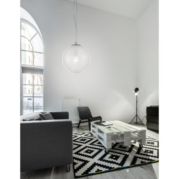 Nova Luce Frozen - lampe suspendue - Ø 25 x 120 cm - transparent et chromé