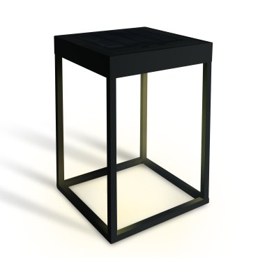 ONE Light - poteau de jardin solaire avec détecteur de nuit et USB - 18,5 x 18,5 x 30 cm - 2,2W LED dimmable inclus - IP65 - noir