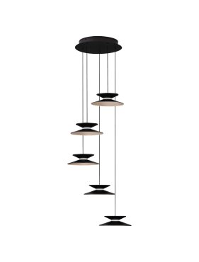 Nova Luce Morfi - lampe suspendue - Ø 42 x 161 cm - 25W dimmable LED inclus - noir sablé et or