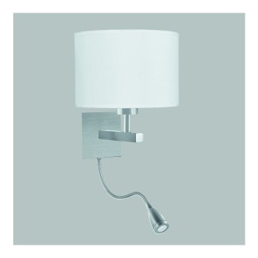 Searchlight Wall - applique murale avec double interrupteur - 20 x 25 cm - 1W LED inclus - argent satiné