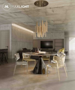 Maxlight Organic - lampe suspendue - Ø 62 x 180 cm - 33 x 1W + 4 x 3W LED dimmable inclus - or brossé