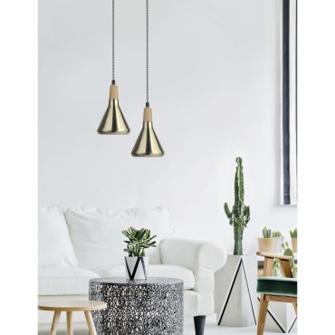 Nova Luce Venanzio - lampe suspendue - Ø 12,5 x 120 cm - laiton