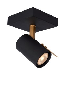 Lucide Grony - spot en saillie - 10 x 10 x 15 cm - 5W LED dimmable inclus - noir