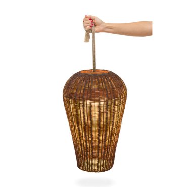 New Garden Saona - lampe suspendue avec source lumineuse rechargeable et télécommande - 9W dimmable LED inclus - Ø 31 x 349 cm - IP54 - brun