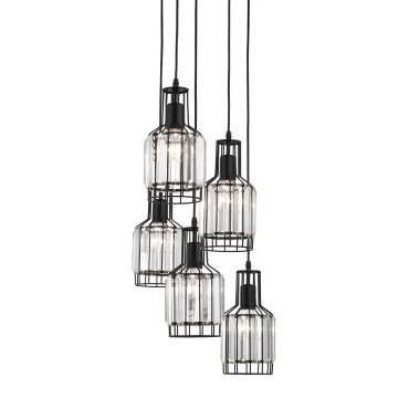 Nova Luce Carter - lampe suspendue - Ø 50 x 120 cm - noir