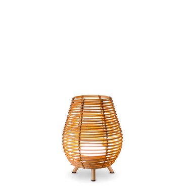 New Garden Bossa 30 - lampe de table avec source lumineuse portable rechargeable et télécommande - Ø 22,5 x 32,5cm - 9W LED inclus - IP54 - rotin