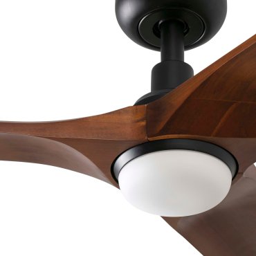 Faro Heywood S - ventilateur de plafond avec lumière - Ø 90 cm - noir mat et noyer foncé