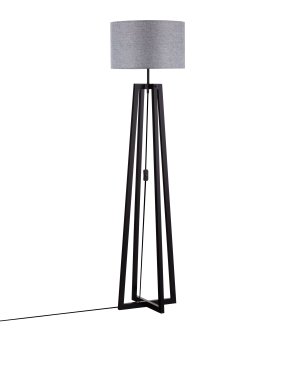 Nova Luce Artis - lampadaire - Ø 46 x 165 cm - gris et noir bois