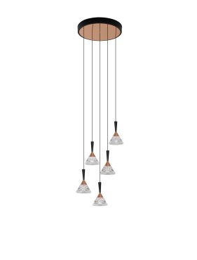 Nova Luce Paluz - lampe suspendue- Ø 32 x 150 cm - 30W dimmable LED inclus - noir mat et or rose