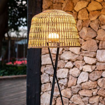 New Garden Amalfi - lampadaire avec source lumineuse rechargeable et télécommande - 9W LED inclus - Ø 49 x 148 cm - IP54 - rotin